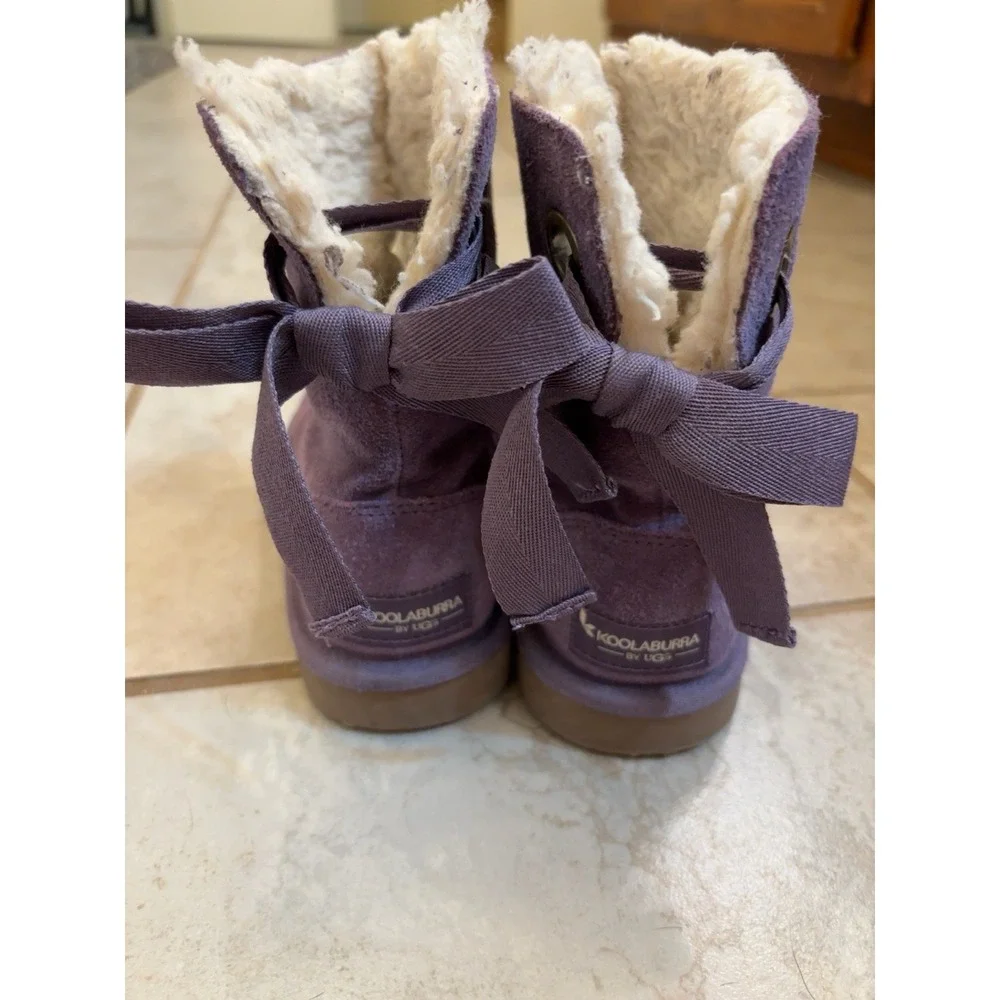 Koolaburra by UGG Victoria Purple Suede Bow Boots Kids Size 12 110861T